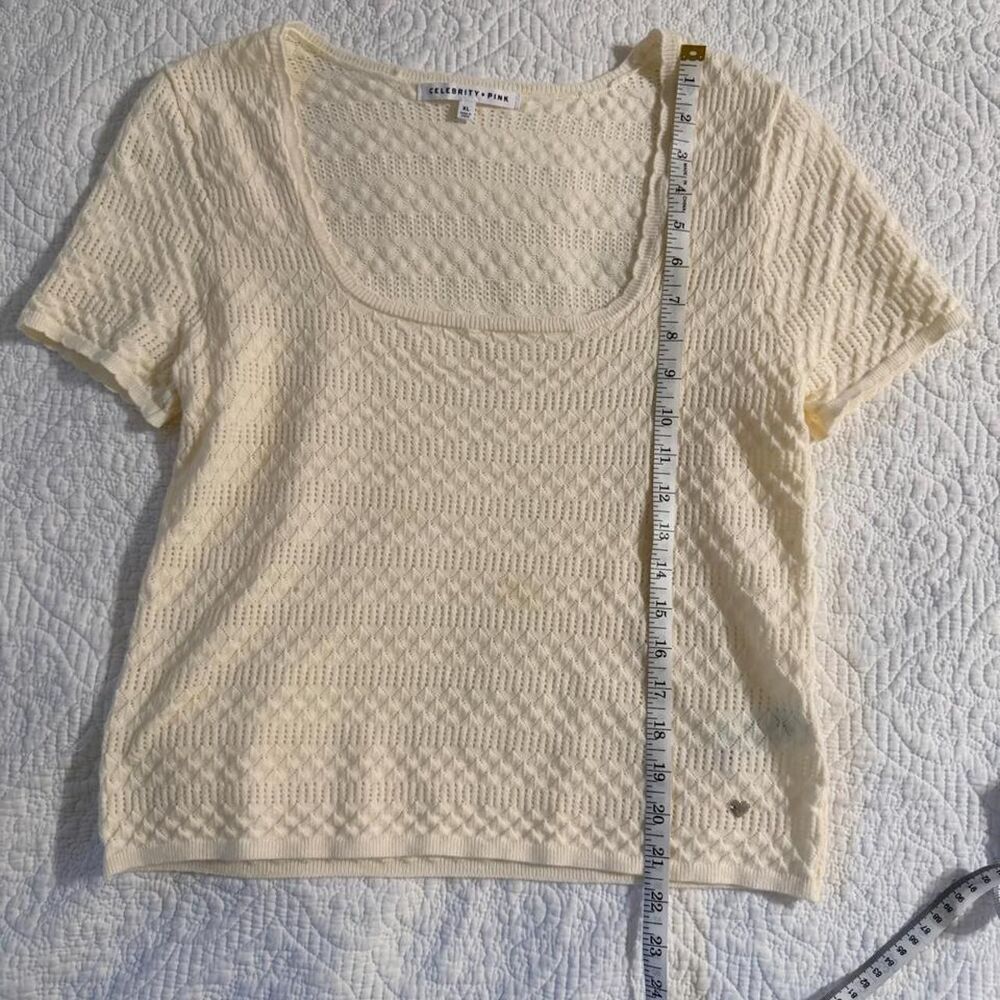 Celebrity-pink Women's Cream and White Jumper